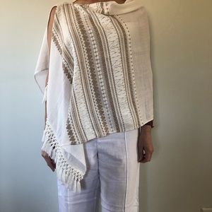 White embroidered scarf